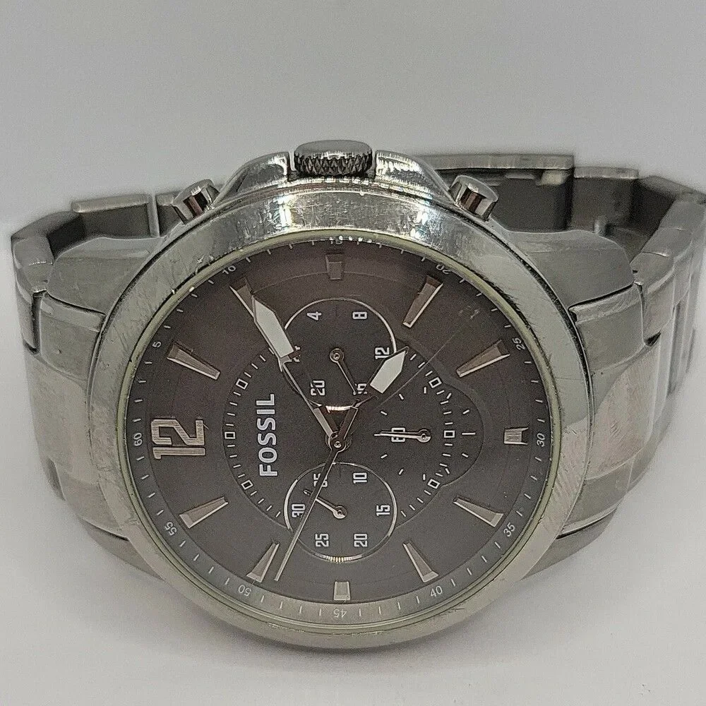 Fossil Grant FS4584 Men's Silver Stainless Steel Analog Dial Quartz Watch AM891
